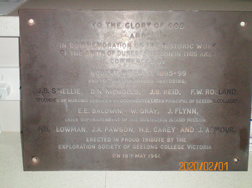 Beltana plaque during refurbishment 2020